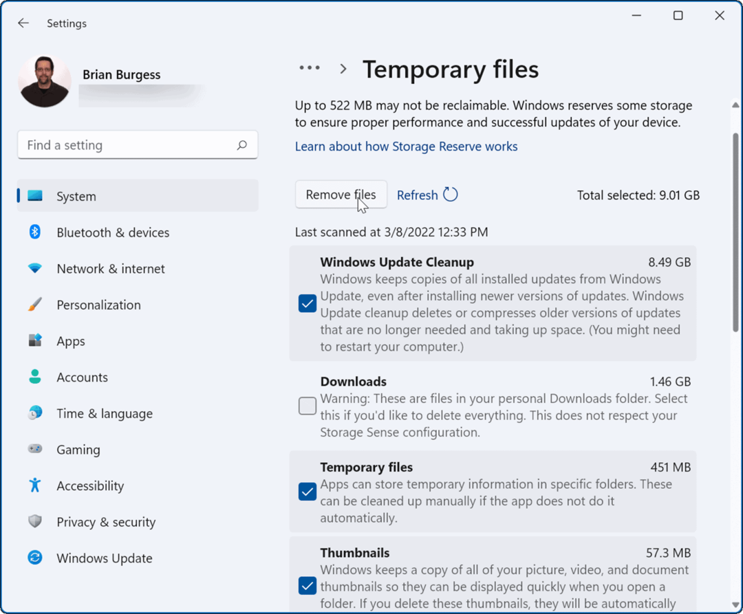 ajutiste failide eemaldamine Windows Update Cleanup