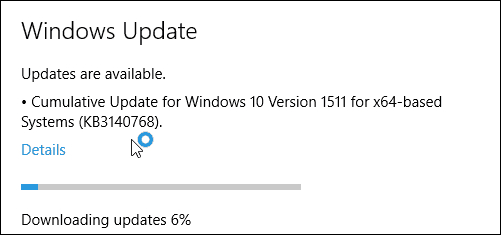 Windows 10 kumulatiivne värskendus KB3140768