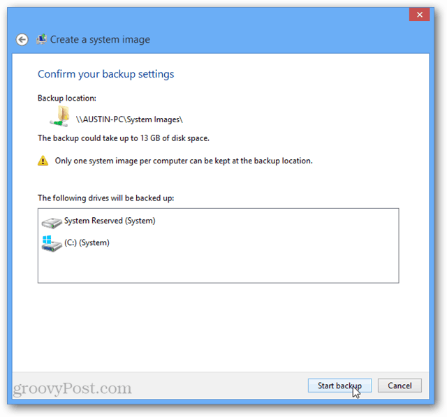 Windows 8 alustatakse varundamist