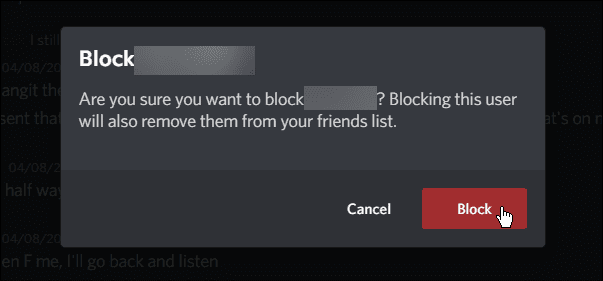 kasutaja blokeerimise kinnitamine