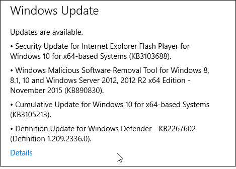 Windows 10 värskendus KB3105213