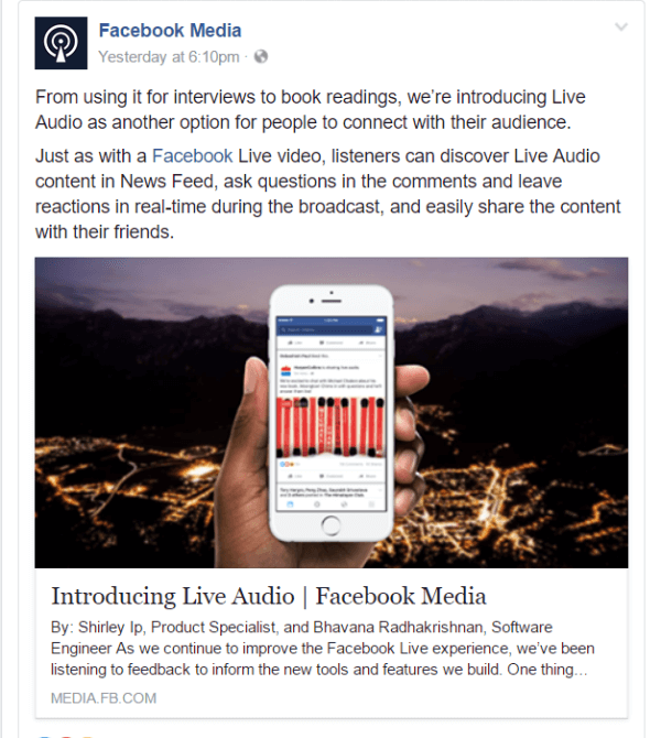 Facebook tutvustas Live Audio abil uut viisi Facebookis otseülekandeks.