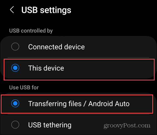 Teisaldage fotod Androidist USB-draivi