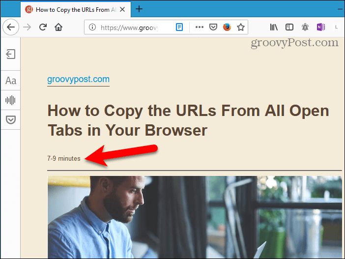 Eeldatav lugemisaeg Firefoxi lugejavaates