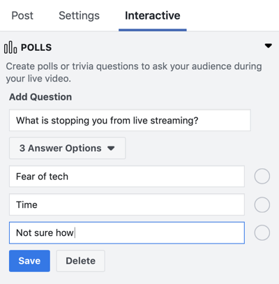 Kuidas kasutada Facebook Live'i oma turunduses, 5. samm.