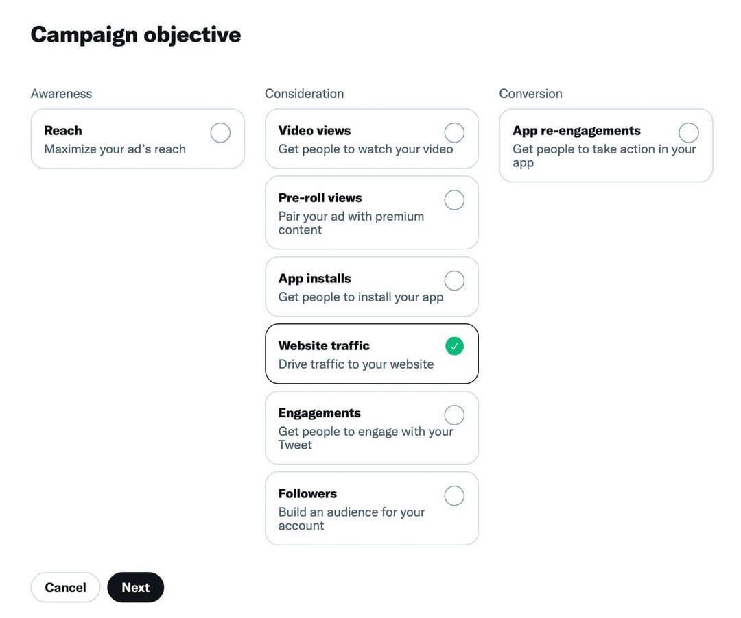 kuidas-valida-kampaania eesmärk-ja-reklaamirühma-eesmärk-kasutades-twitteri-pikslite-arvestust-veebisaidi liiklust-17