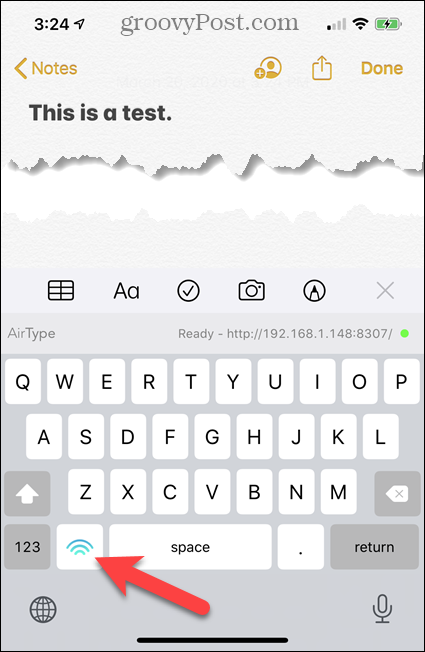 AirType'i tekstiklaviatuur iPhone'is