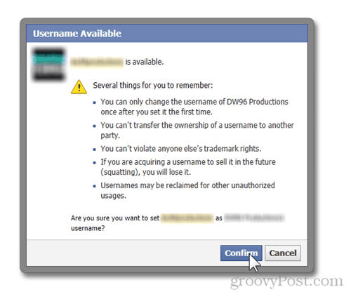 facebooki lehe kasutajanimi saadaolevad asjad, mida meeles pidada, hoiatused URL kinnitatakse