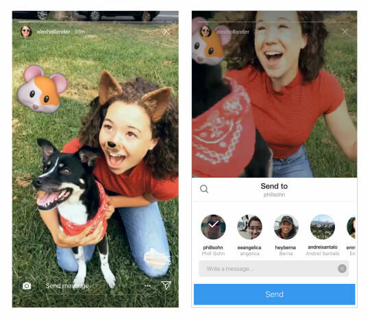 Instagram teatas, et kasutajad saavad nüüd Instagrami lugusid Directis jagada.