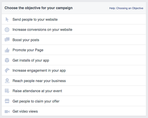 facebooki reklaamikampaania eesmärgid