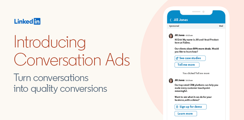 LinkedIn lisab uue vestlusreklaami vormi Conversation Ads, mis aitab B2B turundajatel potentsiaalsemaid kliente kaasata