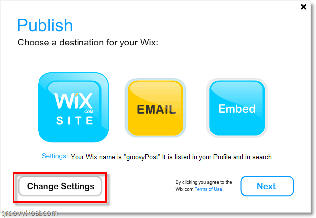 Wix-i ​​tasuta Flash-veebisaidi avaldamisvõimalused
