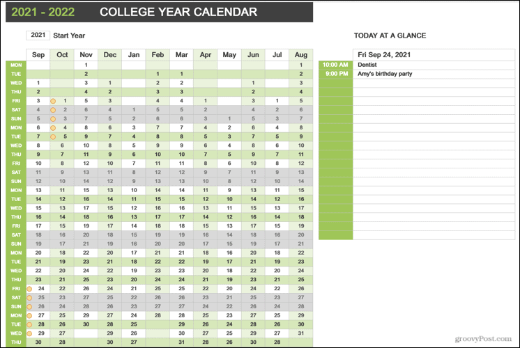 Kolledži aasta kalender