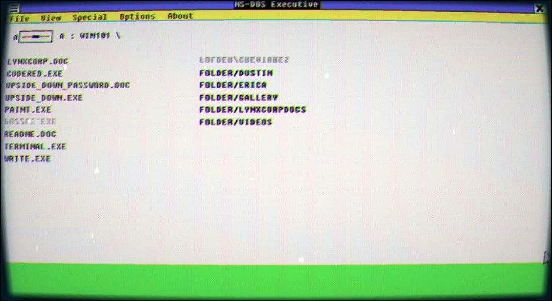 Kogege 1985 Windowsi Windows 1.11 mängu- ja tagasiteede teemaga