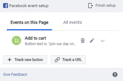 Kasutage Facebooki sündmuse seadistamise tööriista, samm 8, eelvaadake oma sündmuste jälgimist Facebooki sündmuste seadistamise aknas