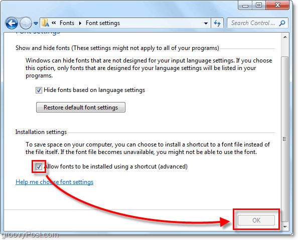 lubada Windows 7 fonte installida võrgust või muust välisest ressursist