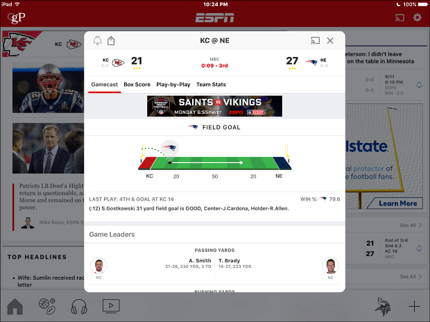 ESPN iOS iPadi rakendus