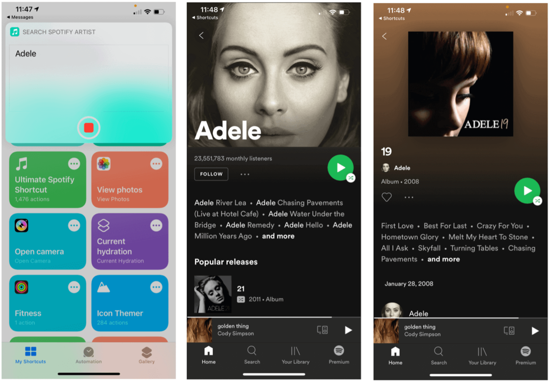 Siri otseteed Spotify Siri otsinguartisti jaoks