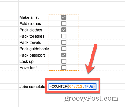 google sheets countif valem