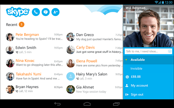 Skype 4.4 Androidile tuleb uue tahvelarvuti ilmega