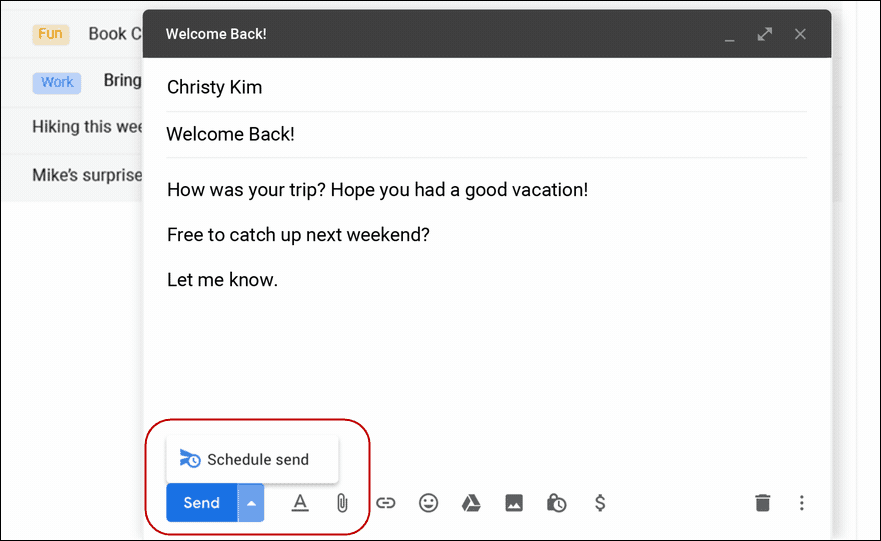 Ajasta Gmaili töölaua saatmine