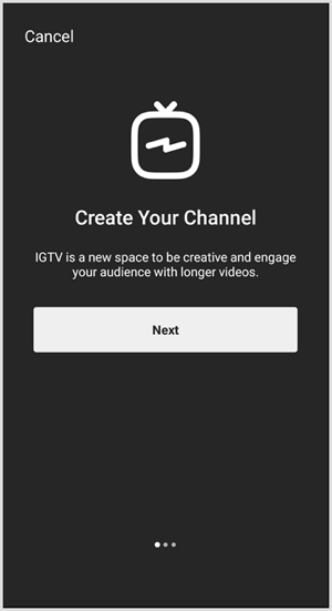 IGTV kanali seadistamiseks järgige juhiseid.