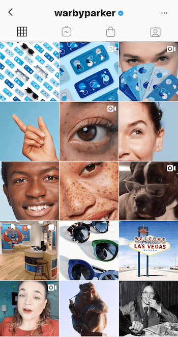 Warby Parkeri Instagrami äriprofiil