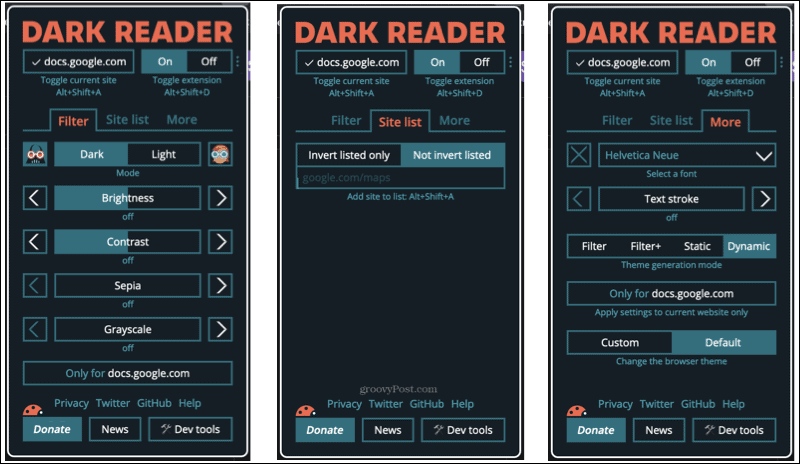 Dark Readeri lisandmoodul Firefoxis