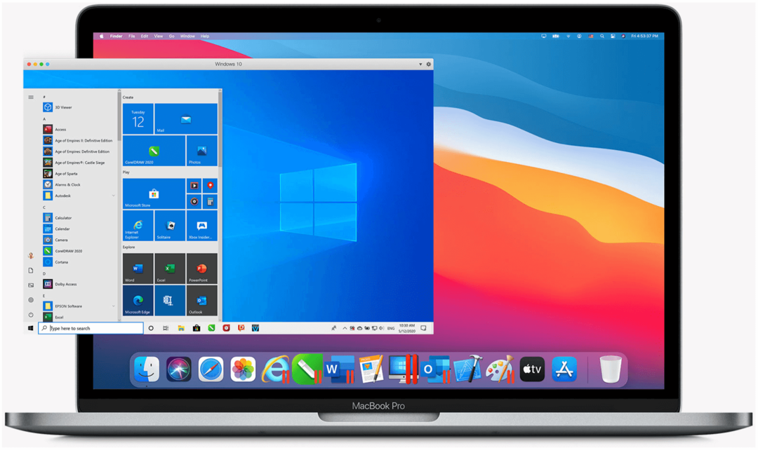 Windows 10 operatsioonisüsteemis M1 Macs Parallels Desktop 16 for Mac